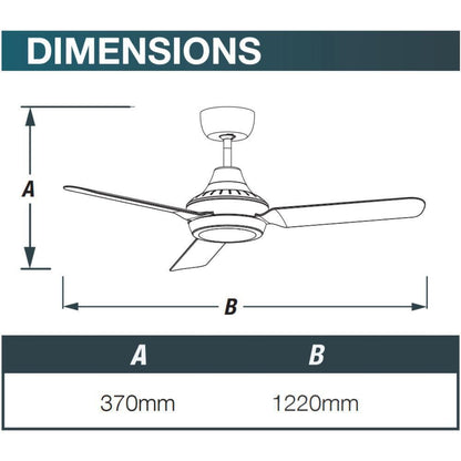 Ventair STANZA-48-LED-LIGHT - 3 Blade 1220mm 48" AC Ceiling Fan With 20W LED Light 4200K-FANS-Ventair