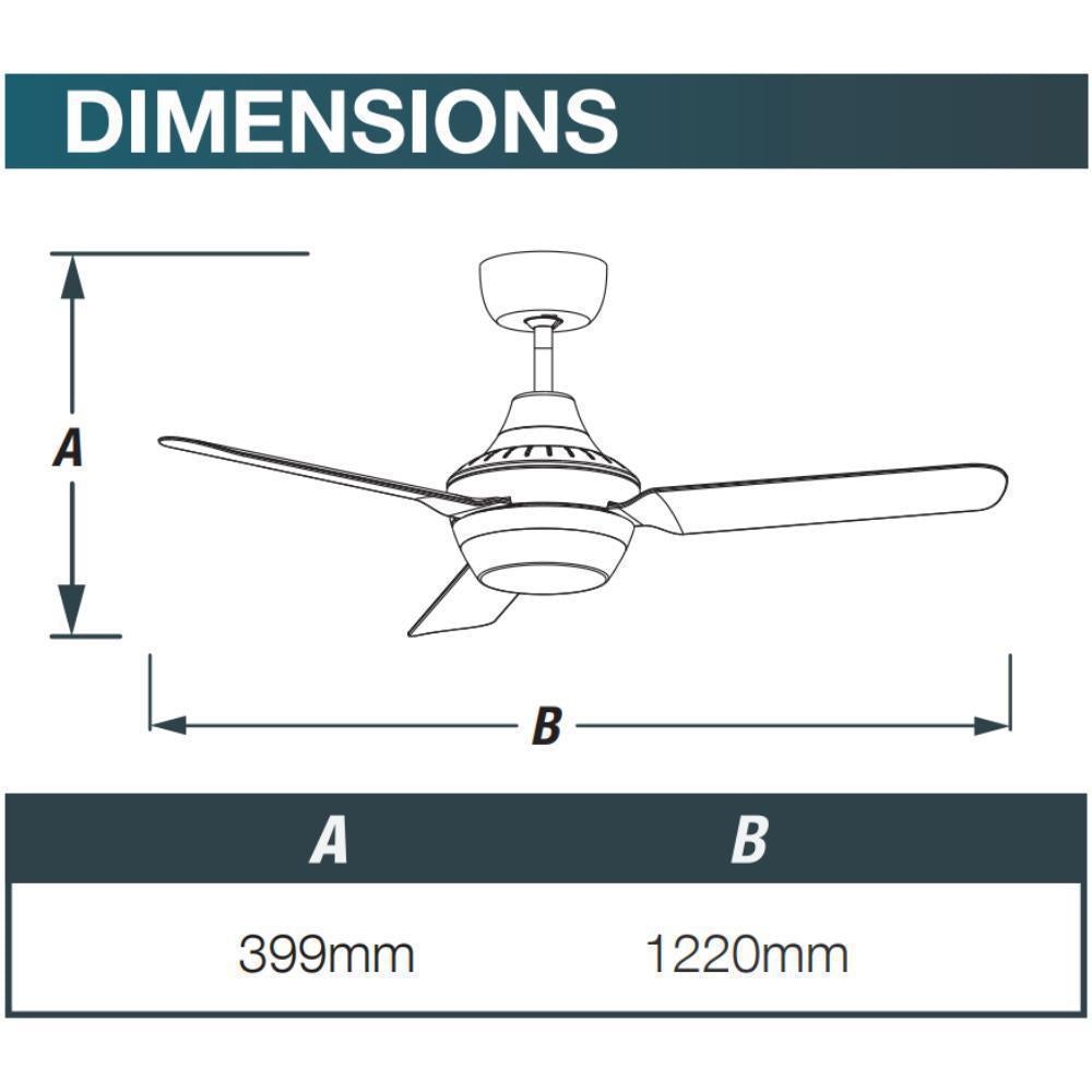 Ventair STANZA-48-LIGHT - 3 Blade 1220mm 48" AC Ceiling Fan With Light-FANS-Ventair