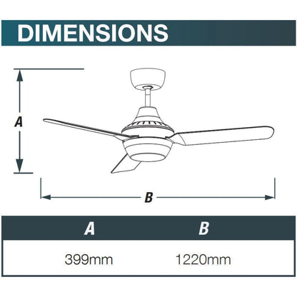 Ventair STANZA-48-LIGHT - 3 Blade 1220mm 48" AC Ceiling Fan With Light-FANS-Ventair