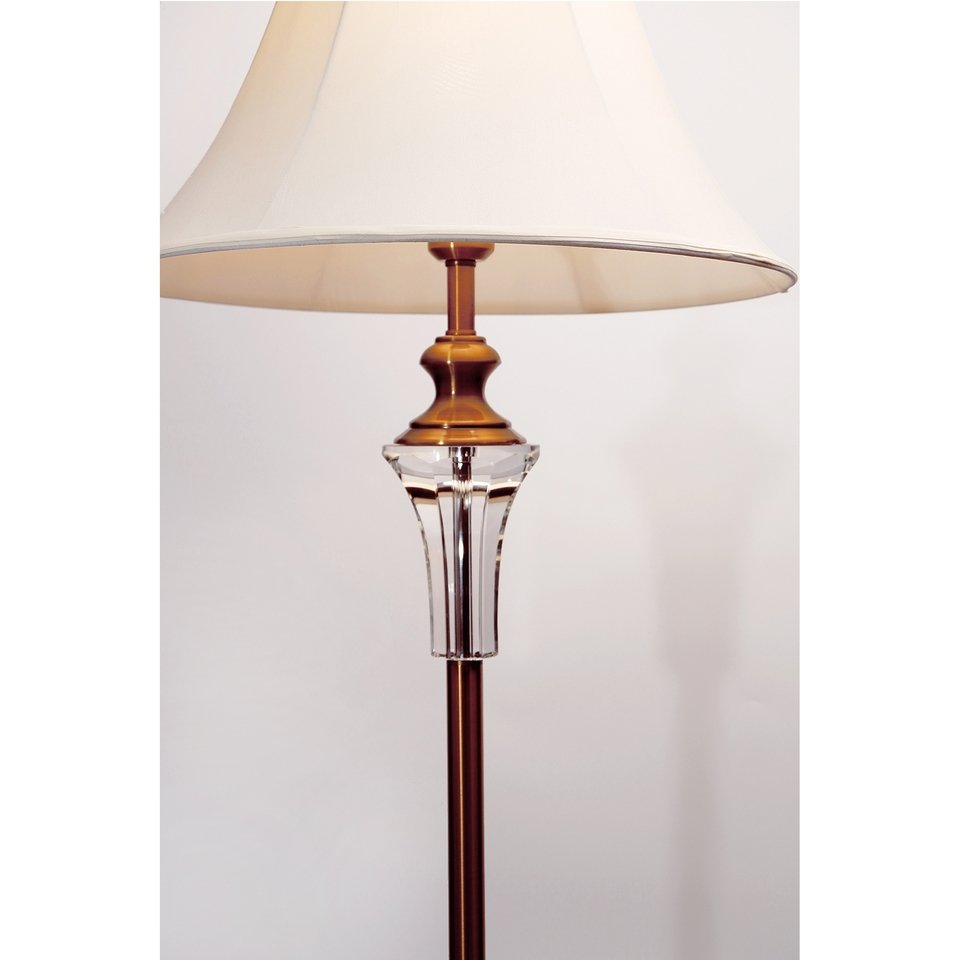 Vienna Crystal & Brass Floor Lamp with Fabric Shade - LL-27-0082-Floor Lamps-Lexi Lighting