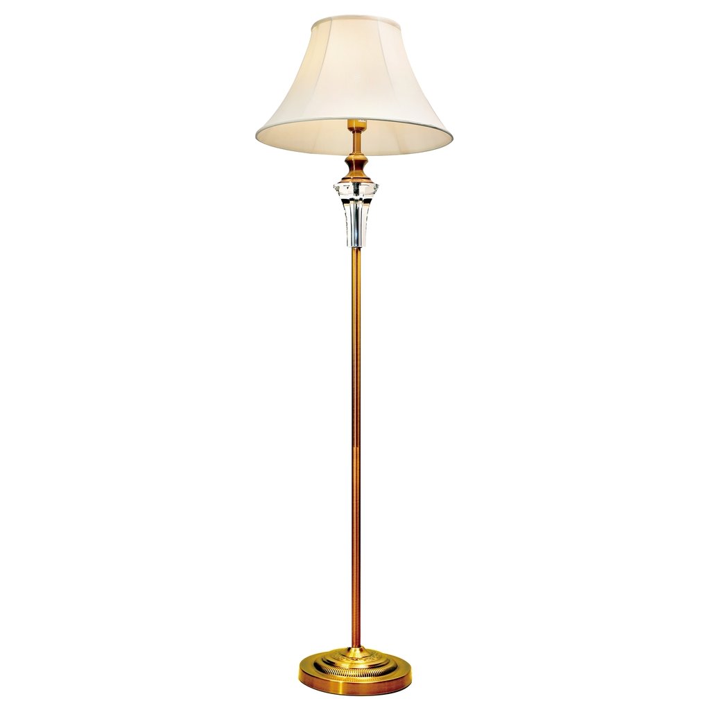 Vienna Crystal & Brass Floor Lamp with Fabric Shade - LL-27-0082-Floor Lamps-Lexi Lighting