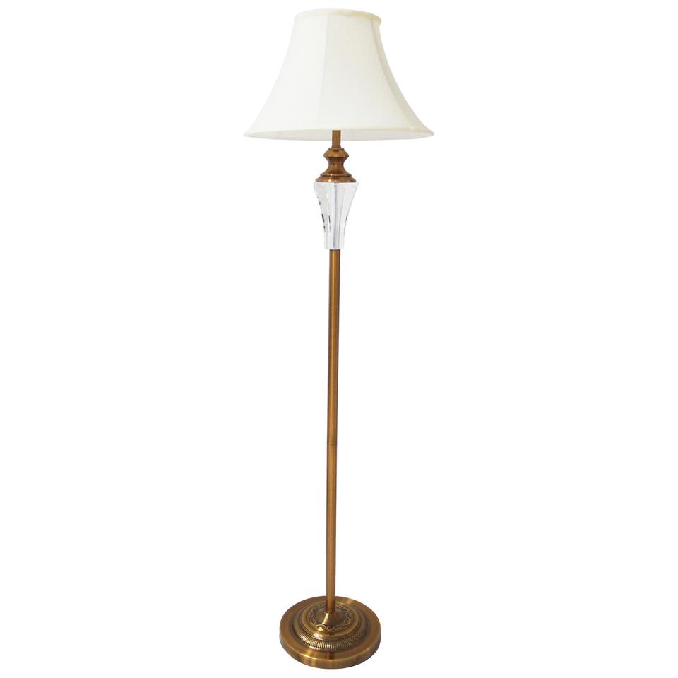 Vienna Crystal & Brass Floor Lamp with Fabric Shade - LL-27-0082-Floor Lamps-Lexi Lighting