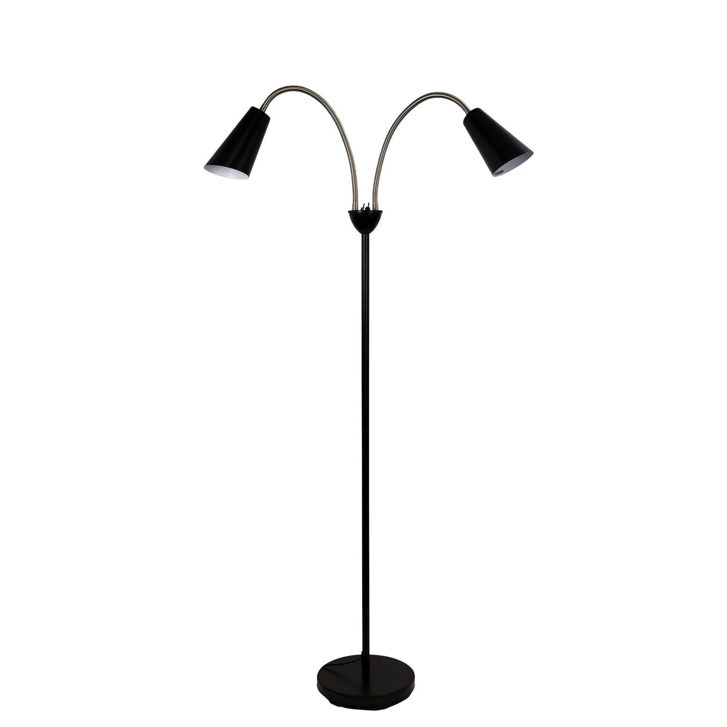 Walt 2 Light Floor Lamp Black & Brushed Chrome - SL98812BC-Floor Lamps-Oriel Lighting