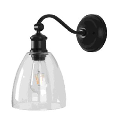 Warwick 1 Light Wall Light Black & Clear - OL69381BK-Wall Sconce-Oriel Lighting