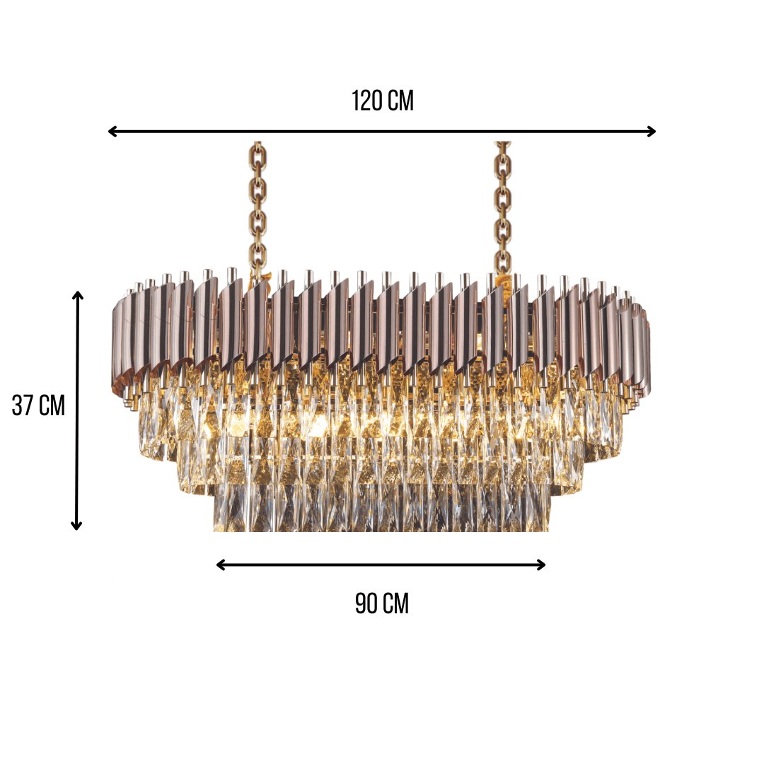 WINDSOR Premium Crystal Chandelier with Rose Gold Edging-Chandeliers-Lighting Creations