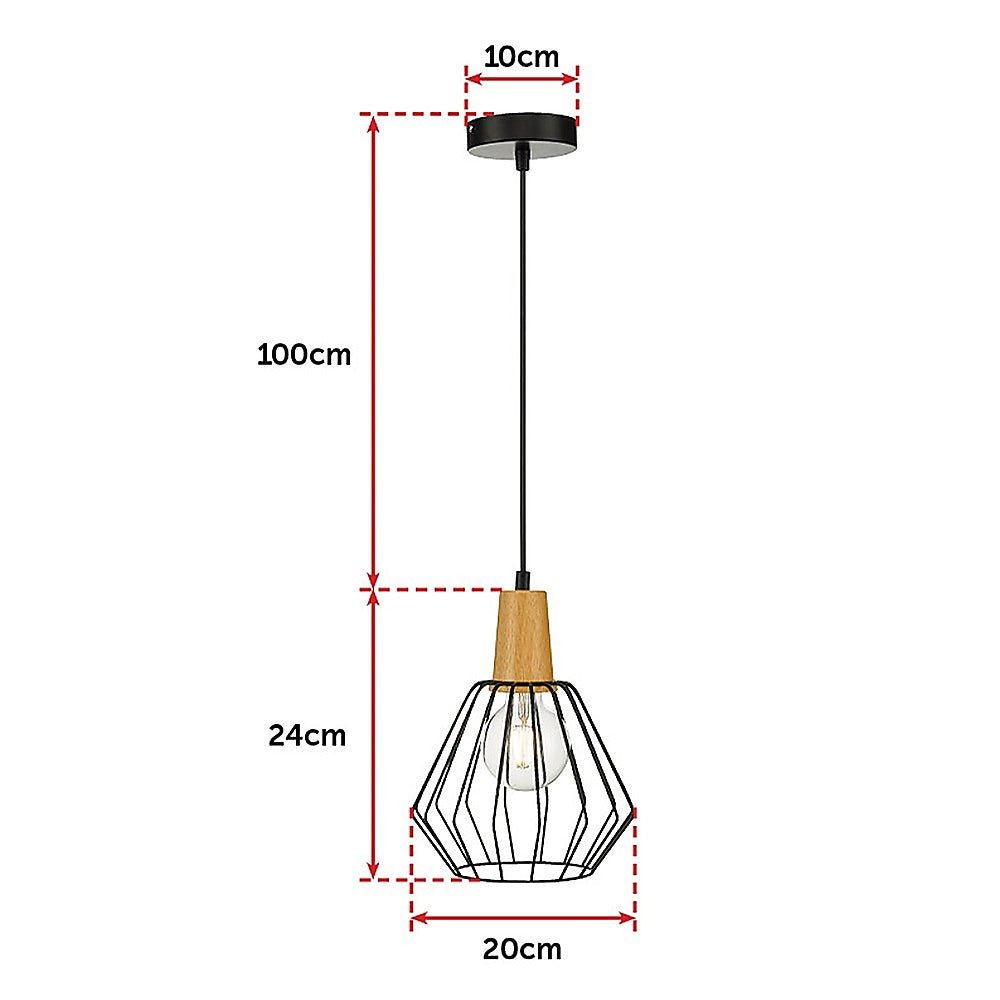 Wood Pendant Light Bar Black Lamp Kitchen Modern Ceiling Lighting-Home & Garden > Lighting-Koala Lamps and Lighting