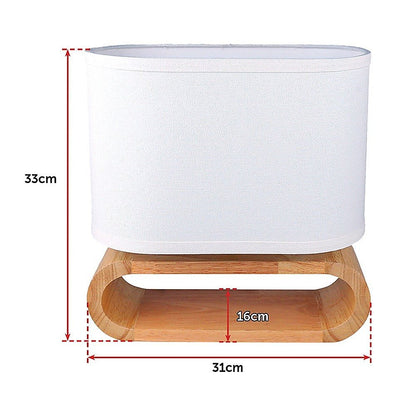 Wooden Modern Table Lamp Timber Bedside Lighting Desk Reading Light Brown White-Home & Garden > Lighting-Koala Lamps and Lighting